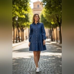 J. Crew Chambray collared mini denim shirt dress sz 4 new